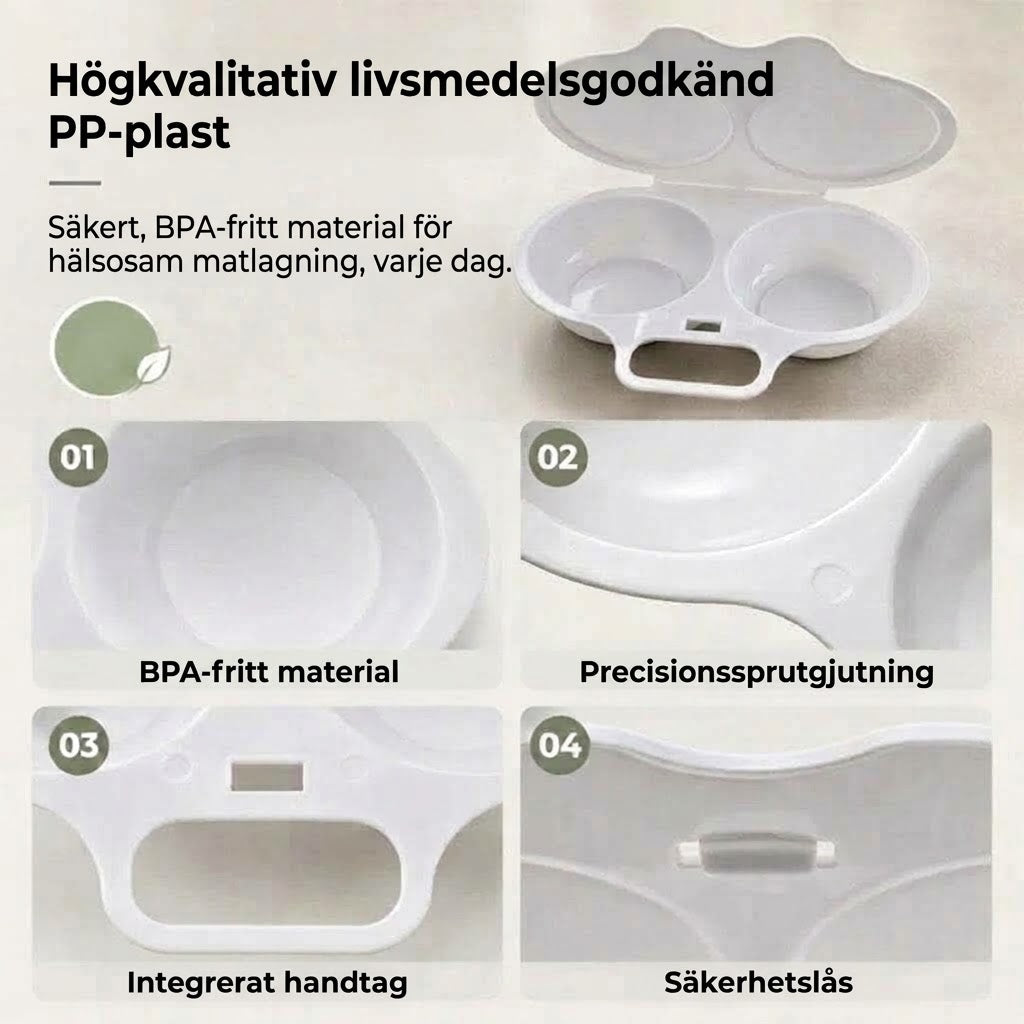 Äggkokare för Mikrovågsugn med Lock och Handtag
