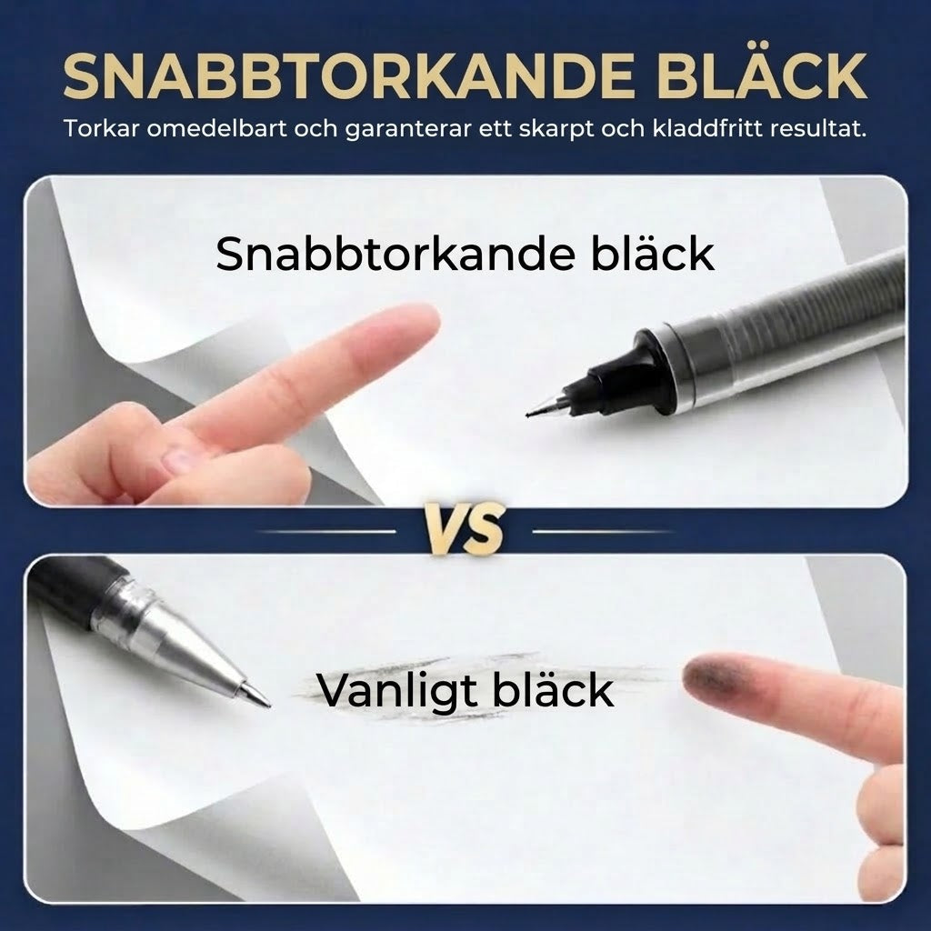 Kladdfritt och snabbtorkande bläckpenneset – 12-pack