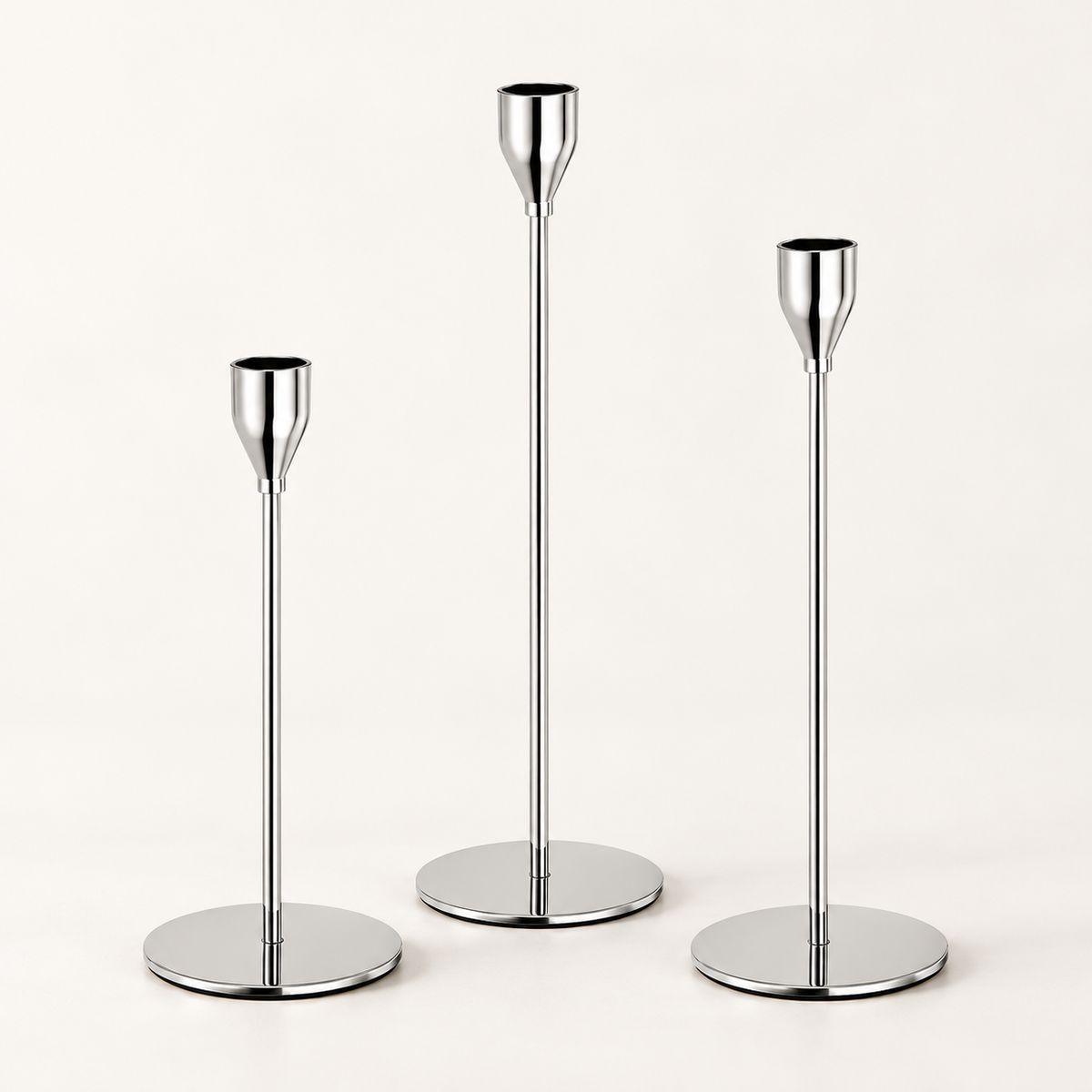 Stilrena ljusstakar i guld eller krom – 3-pack