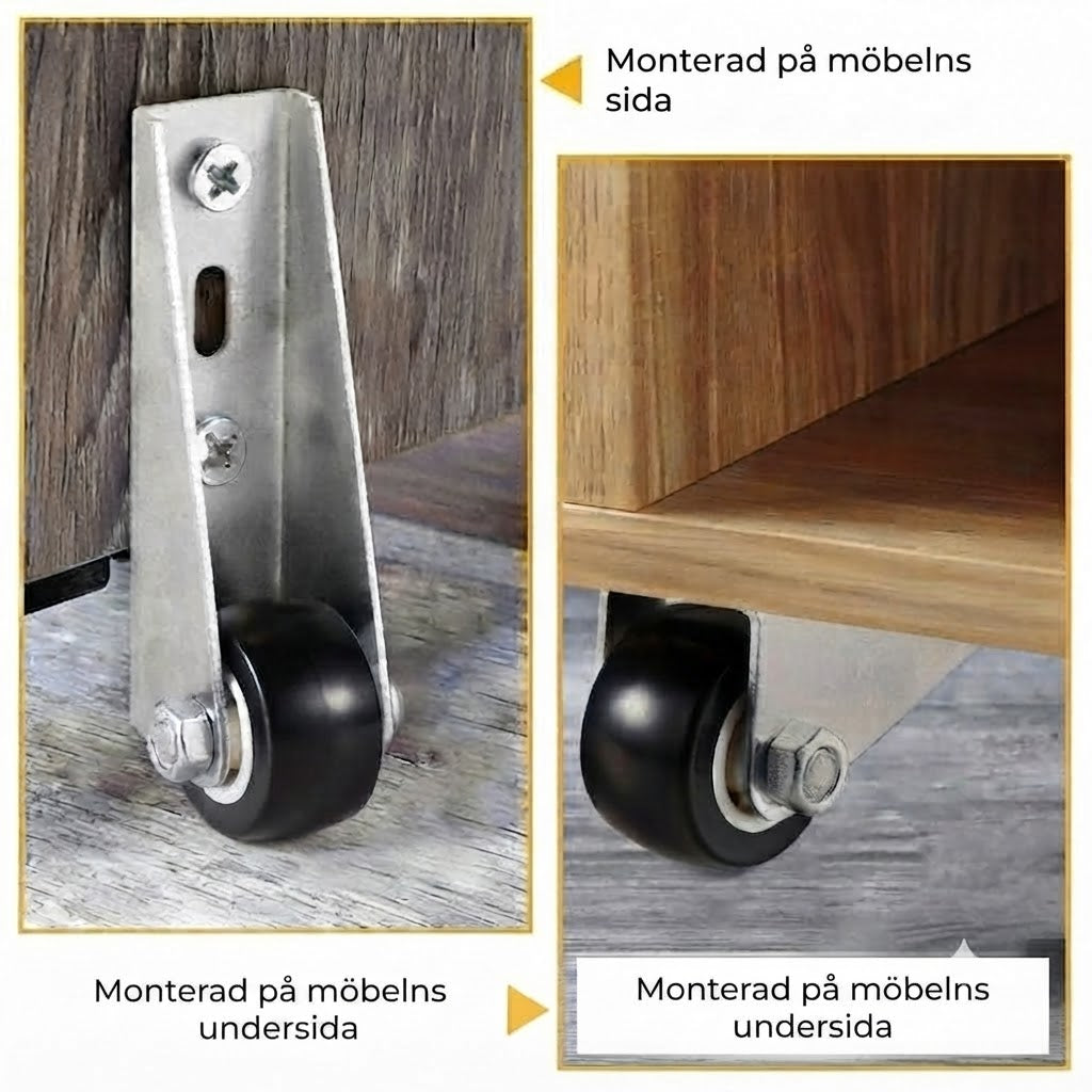 Smidiga länkhjul för möbler och dörrar - 2-pack (of: 2 st