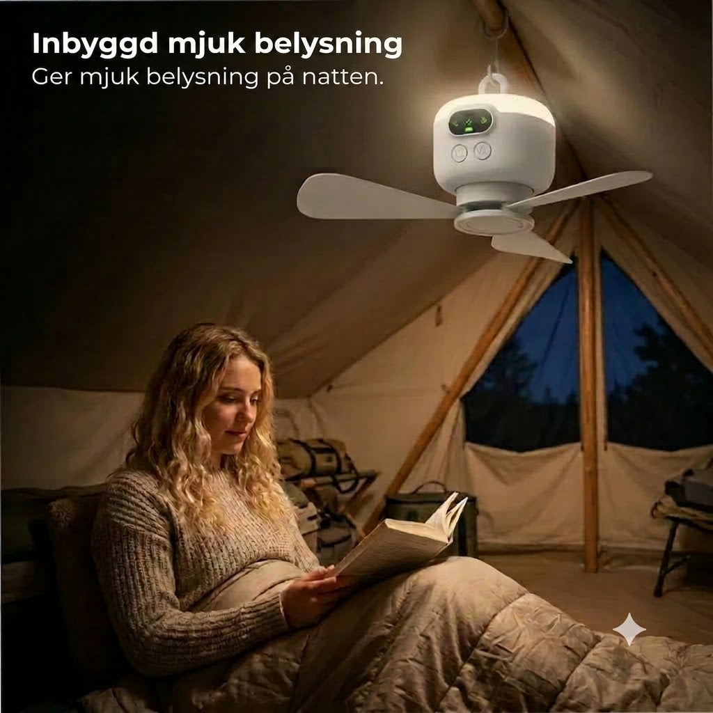 Uppladdningsbar fläkt med LED-belysning – svalka och klart ljus överallt ✨