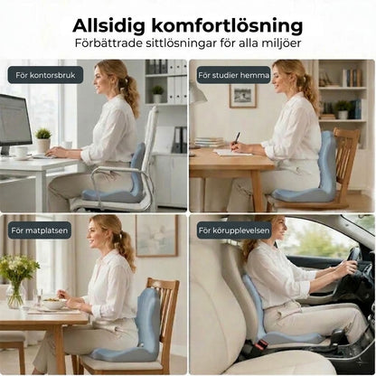 Ergonomisk sittdyna med ryggstöd i memory foam