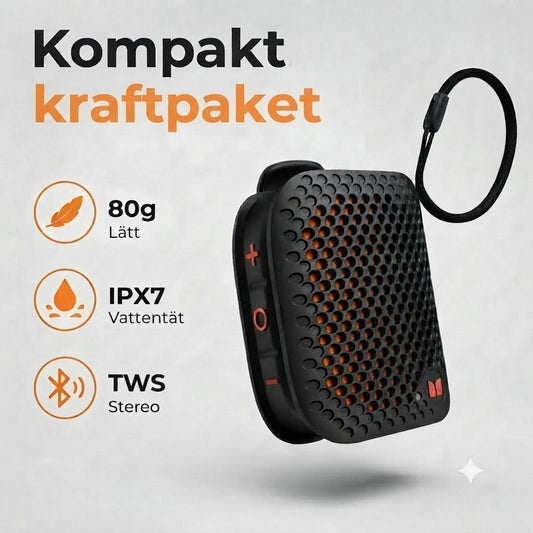 Bärbar bluetooth-högtalare med magnetiskt clips