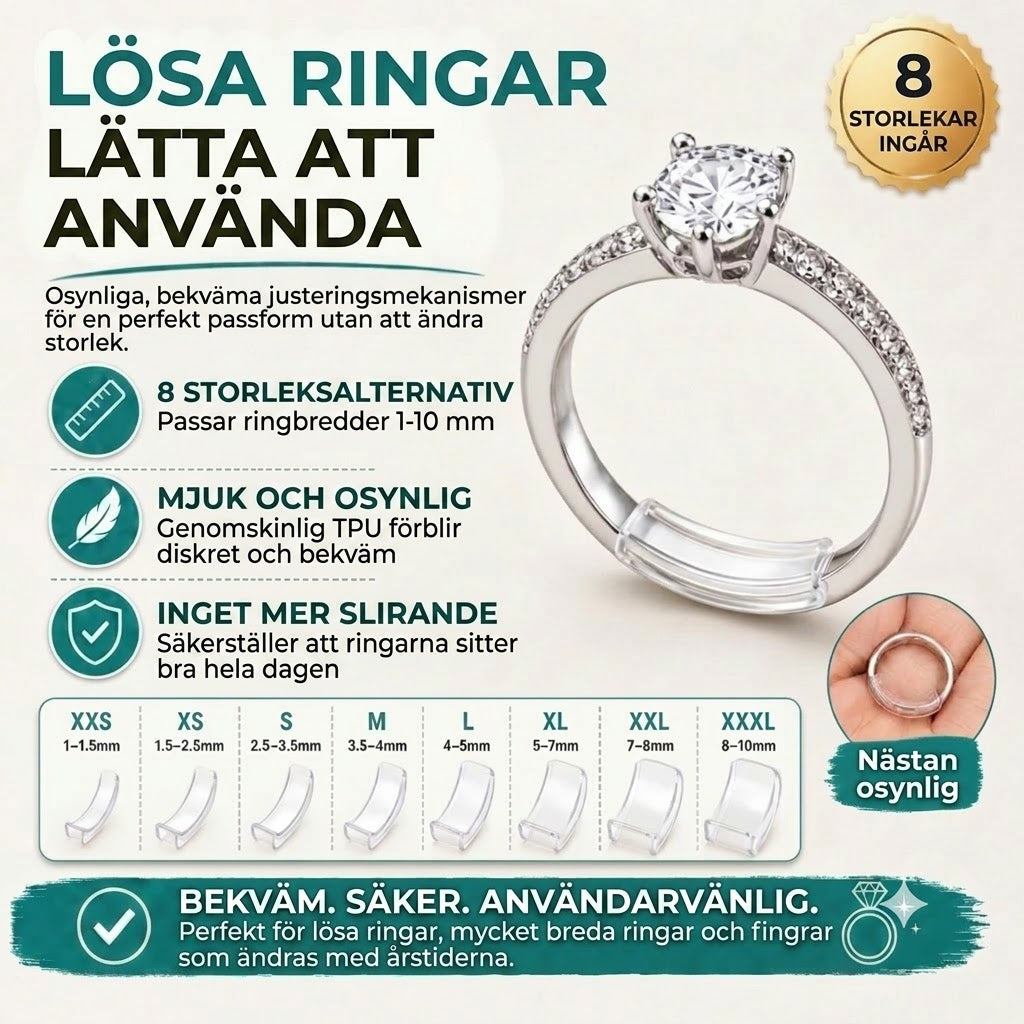 Osynlig ringstorleksjusterare - 8-pack
