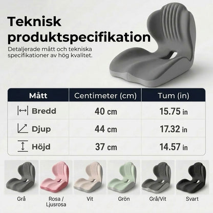 Ergonomisk sittdyna med ryggstöd i memory foam