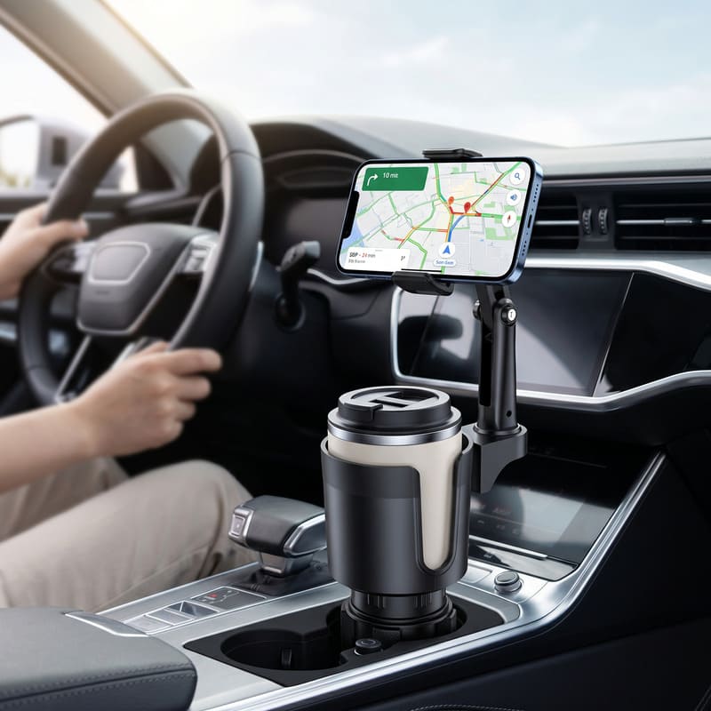 2-i-1 mugg- och mobilhållare