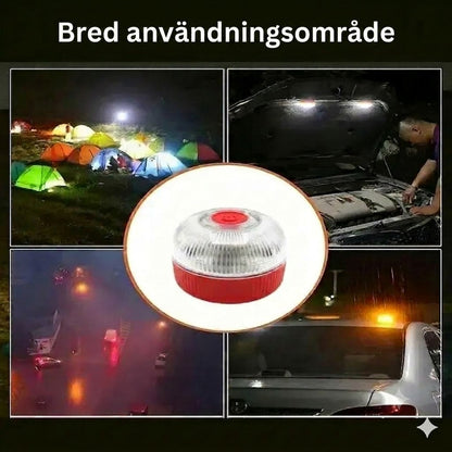 V16 Stroboskopiskt ljusband med kraftfull magnet vid batteribas