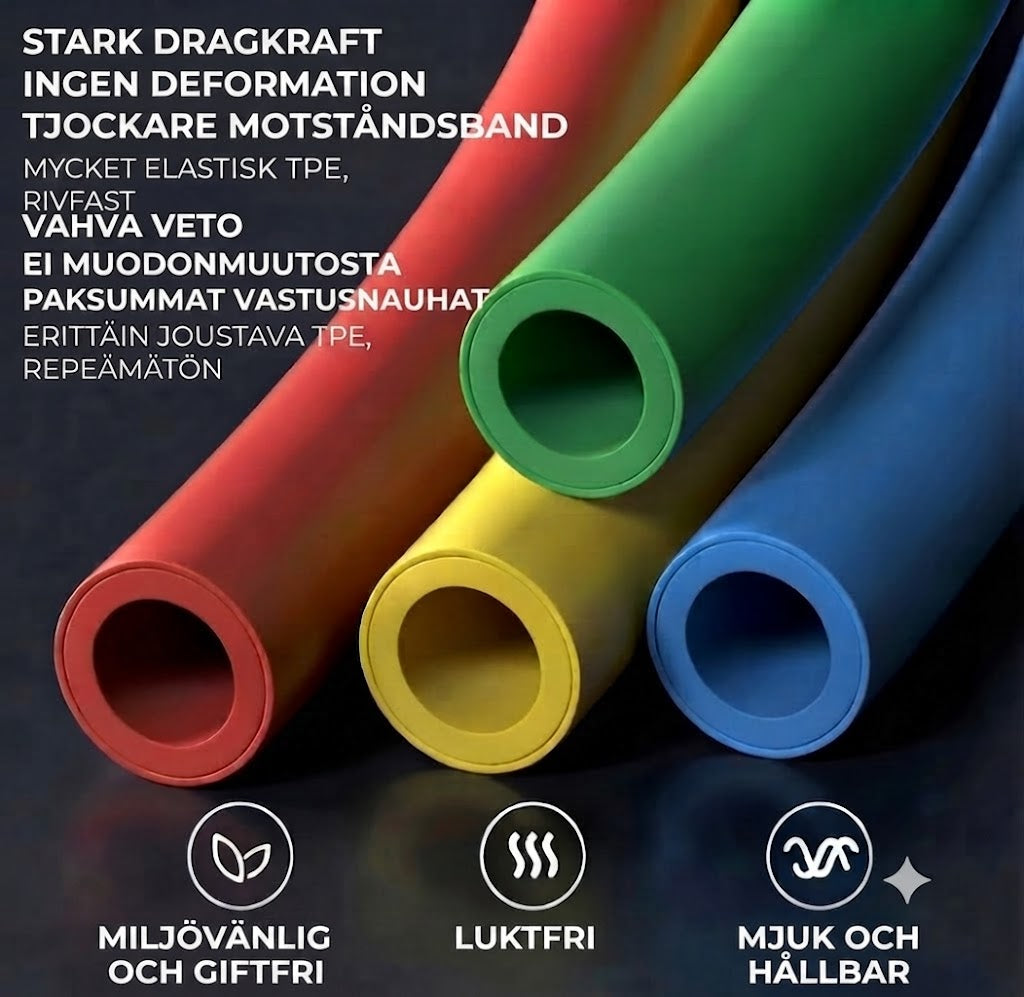 Elastiska träningsgummiband - 5 st