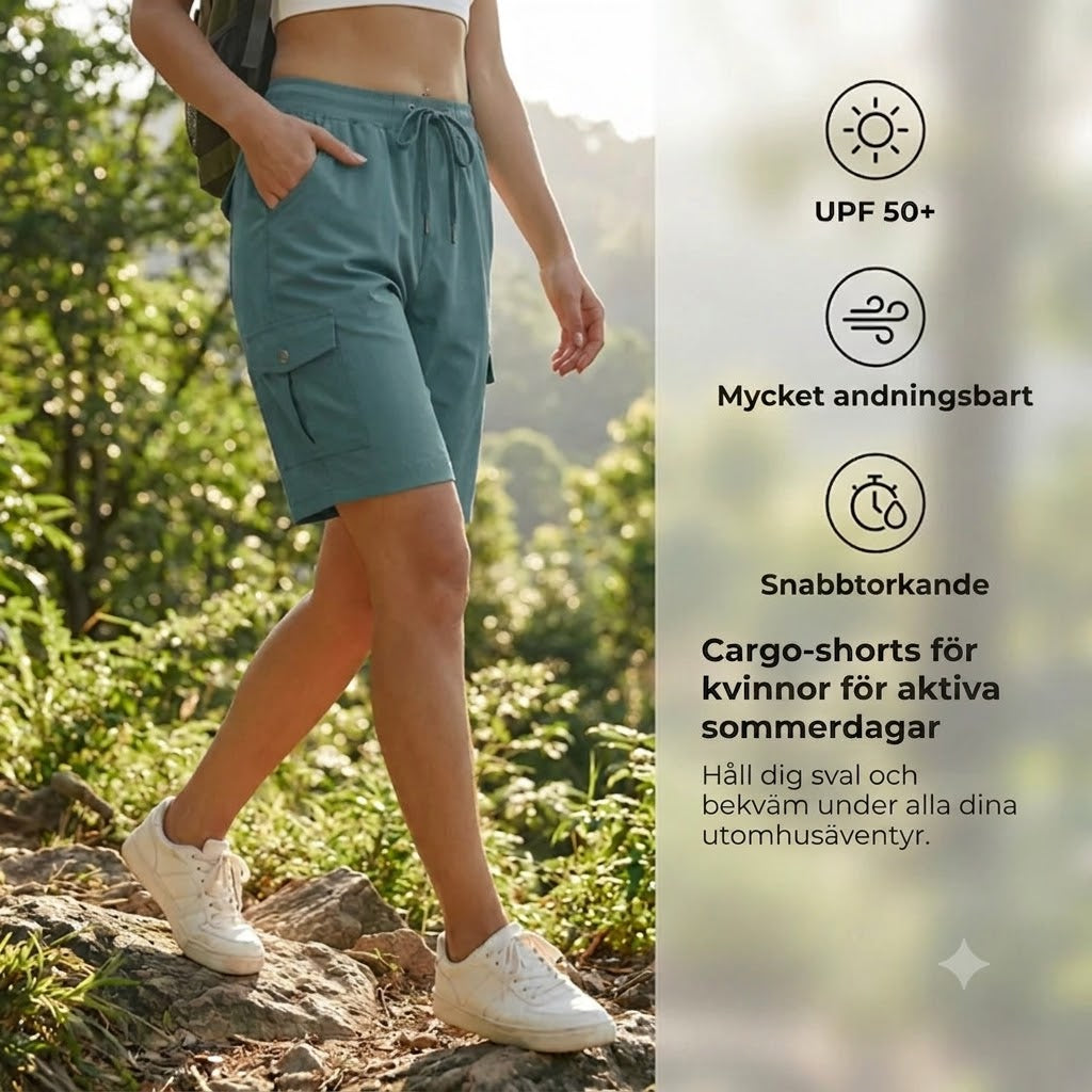 Snabbtorkande cargoshorts för damer med fickor