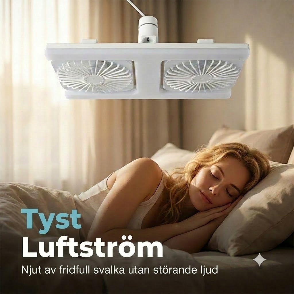 Takfläkt med dubbla huvuden och LED-belysning – modern design med fjärrkontroll för vardagsrum och sovrum