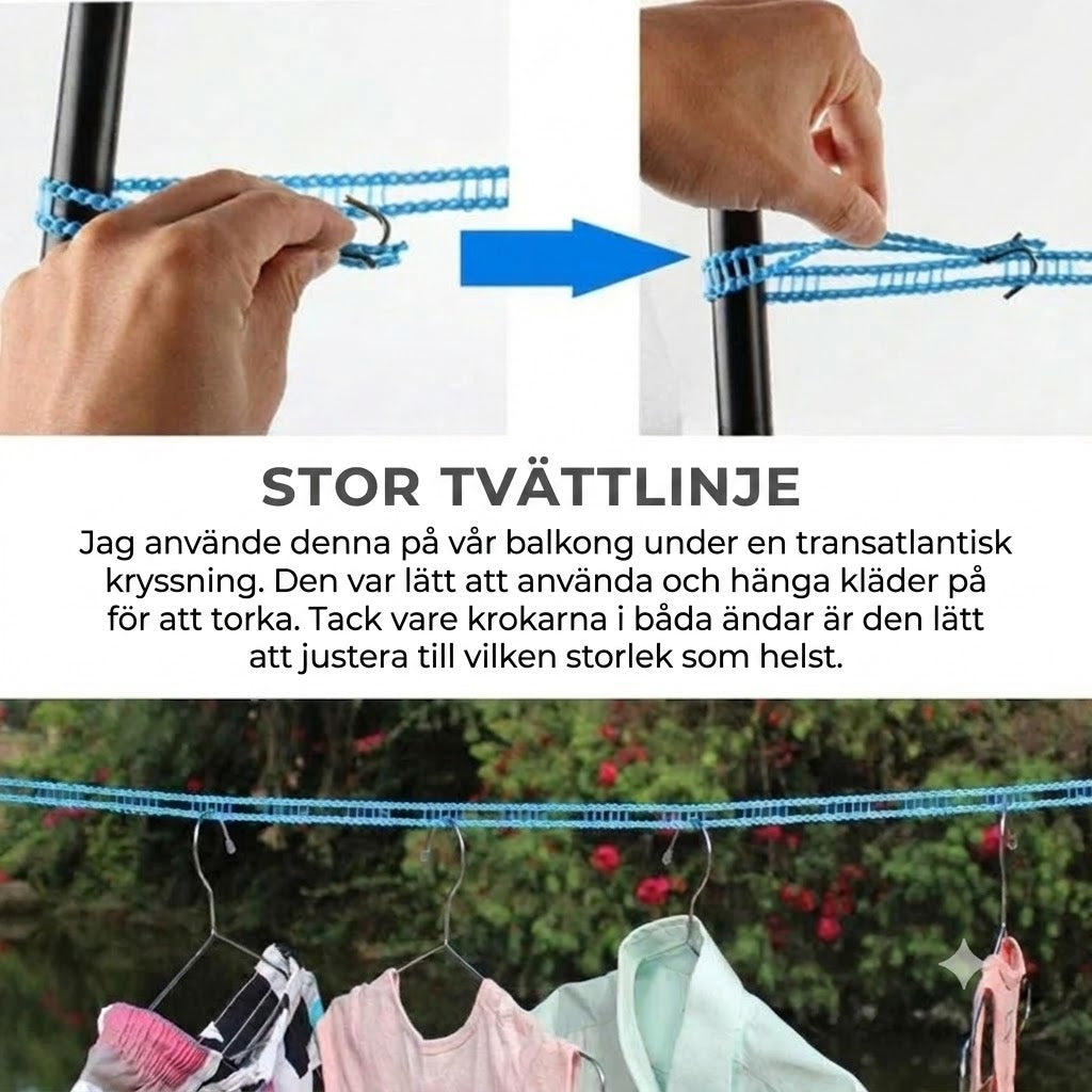 Utdragbar tvättlina