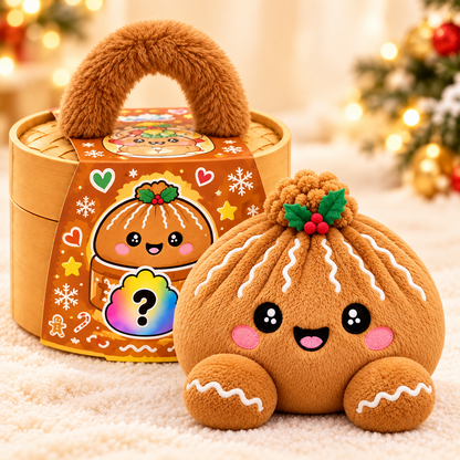 Christmas Plush Dumplings | Mjuka Squishy Gosedjur i Söt Steamer-box
