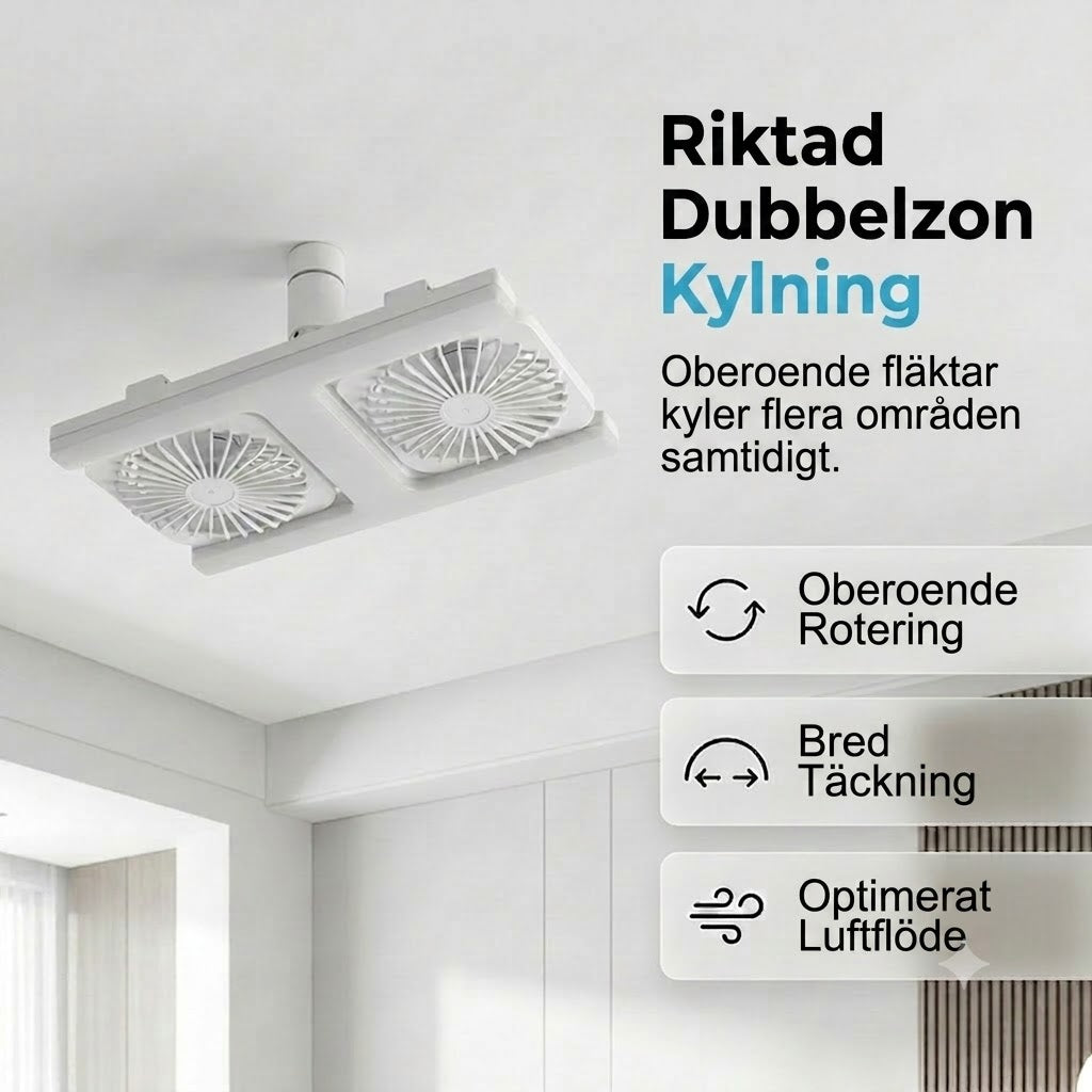 Takfläkt med dubbla huvuden och LED-belysning – modern design med fjärrkontroll för vardagsrum och sovrum