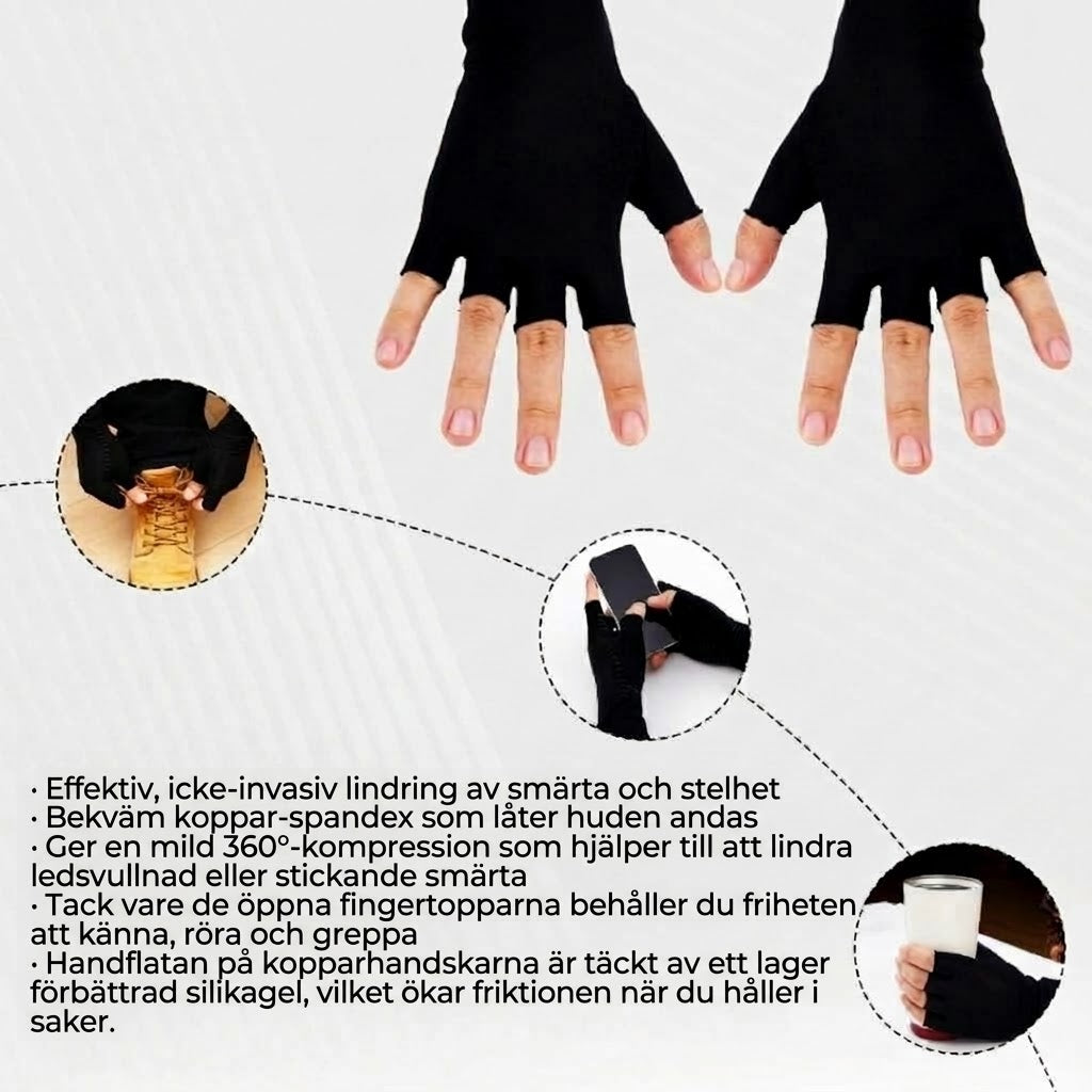 Koppar kompressionshandskar - 1 par
