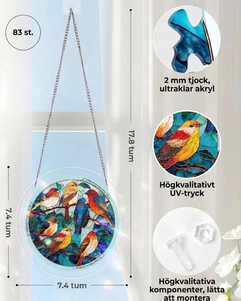 Hängande akrylpussel med solfångare – 83 bitar