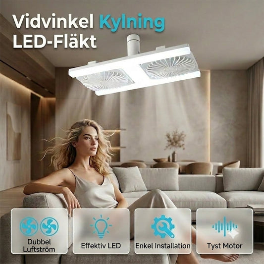 Takfläkt med dubbla huvuden och LED-belysning – modern design med fjärrkontroll för vardagsrum och sovrum