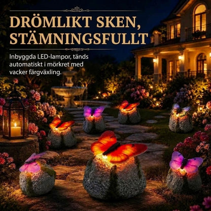 LunaGlow™ | Soldriven trädgårdssten med inbyggd lysande fjäril