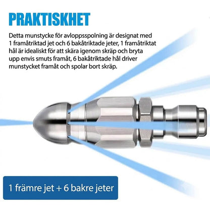 🌊 Avloppsspolmunstycke i rostfritt stål – rensar blockeringar och förebygger stopp på djupet 💦🚿