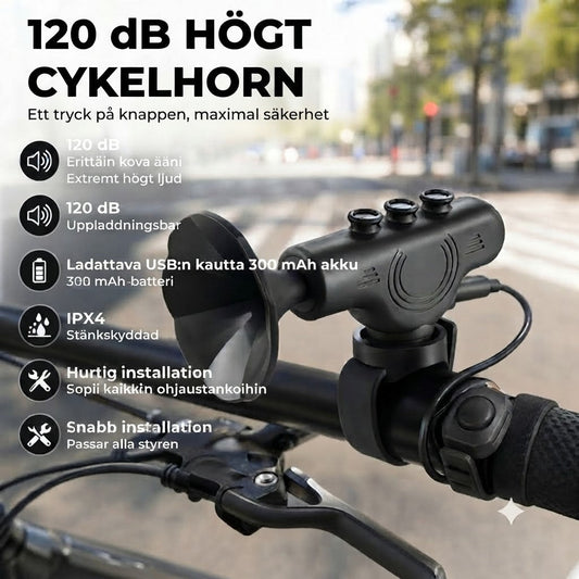 Elektrisk cykeltuta på 120 dB