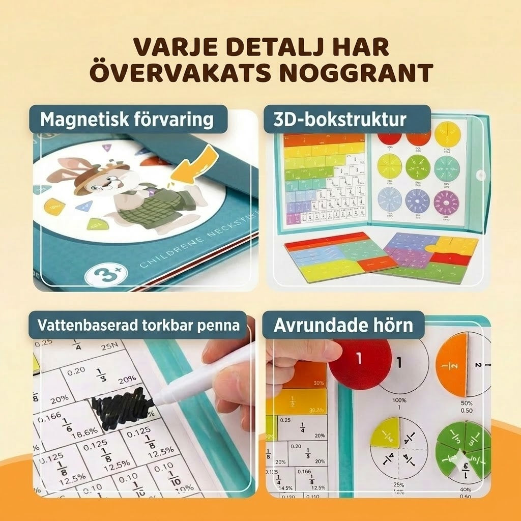 💖 Magnetisk bråk-pusselbok för barn