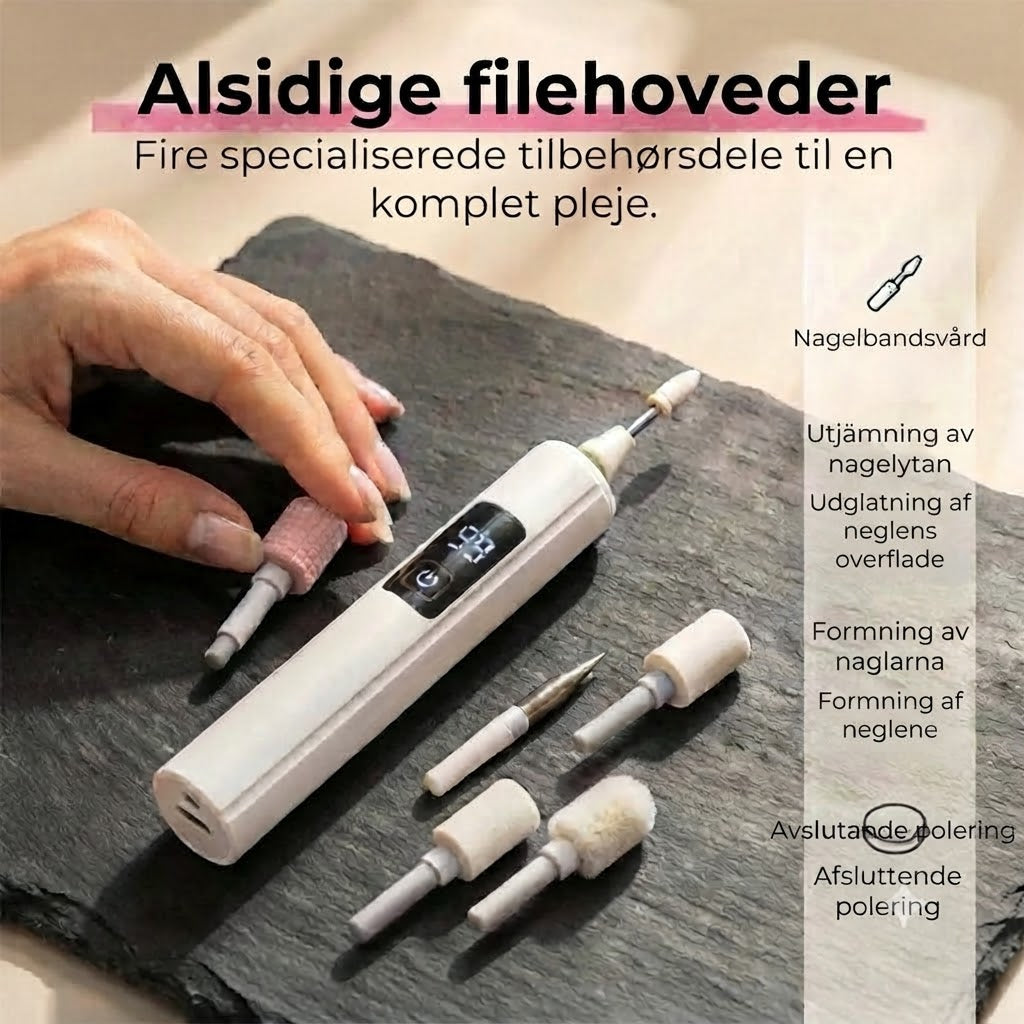 Elektrisk nagelfil med digital hastighetsinställning