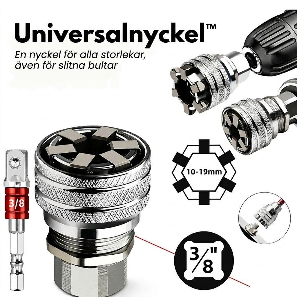 Universalnyckel™ En nyckel som passar alla storlekar, även slitna bultar