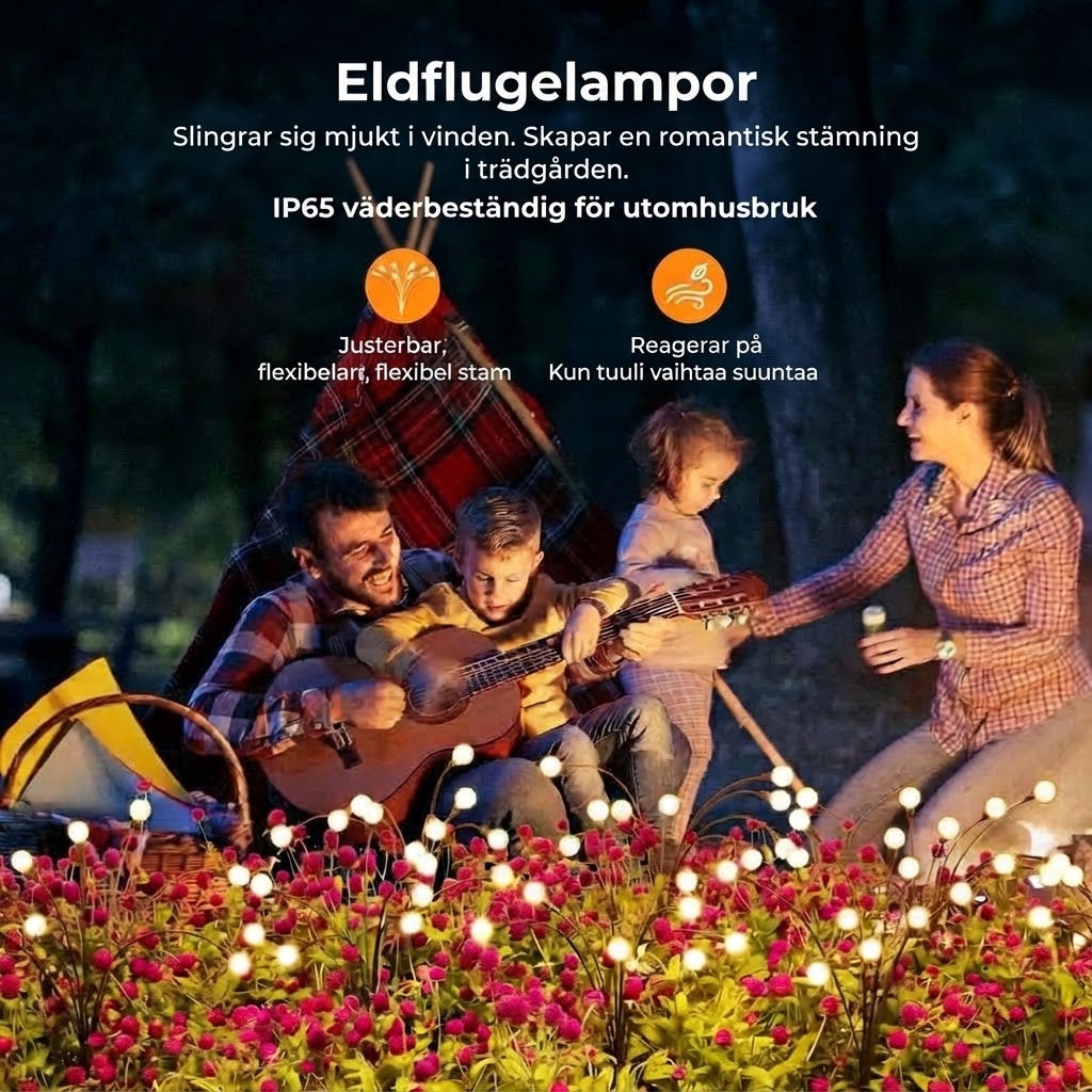 Eldflugor – Soldriven trädgårdsbelysning