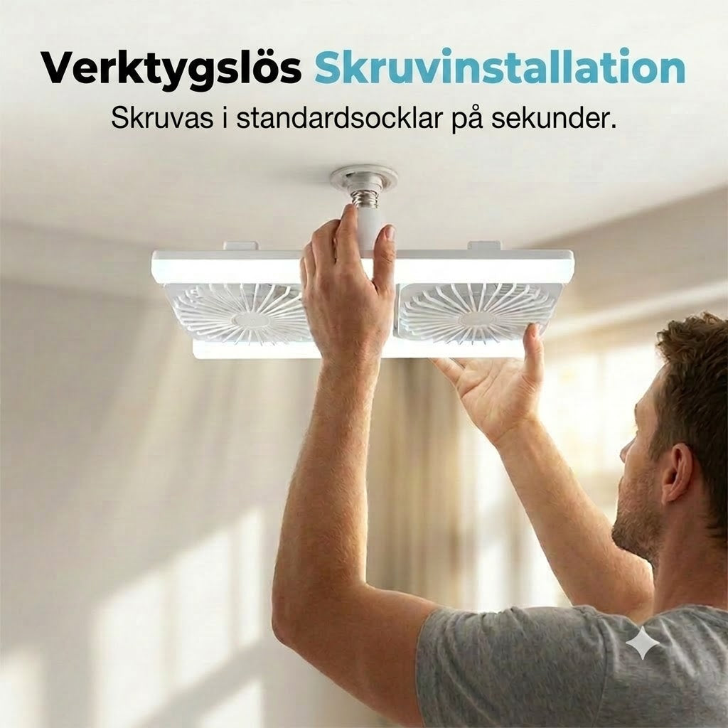 Takfläkt med dubbla huvuden och LED-belysning – modern design med fjärrkontroll för vardagsrum och sovrum