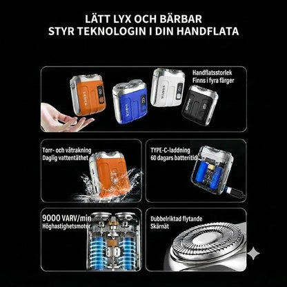 🧔Bärbar Elektrisk Minirakapparat för Män – AI-detektering, Magnetiskt Huvud, Snabbladdning