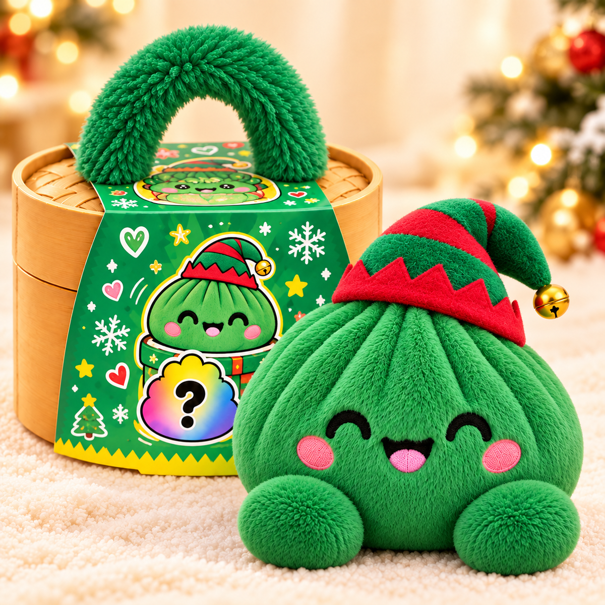 Christmas Plush Dumplings | Mjuka Squishy Gosedjur i Söt Steamer-box