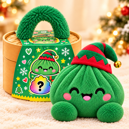 Christmas Plush Dumplings | Mjuka Squishy Gosedjur i Söt Steamer-box