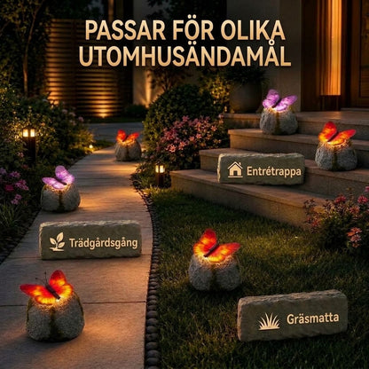 LunaGlow™ | Soldriven trädgårdssten med inbyggd lysande fjäril