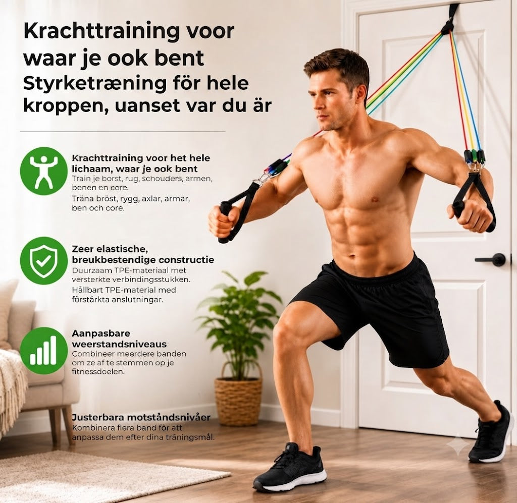 Elastiska träningsgummiband - 5 st