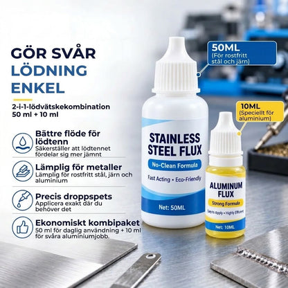 Kraftfullt lödflussmedel för rostfritt stål och aluminium