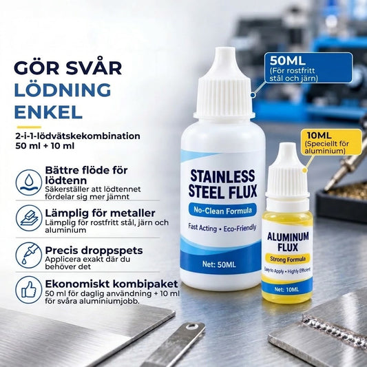 Kraftfullt lödflussmedel för rostfritt stål och aluminium