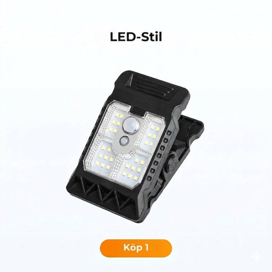 Solcellslampa med klämma och rörelsesensor
