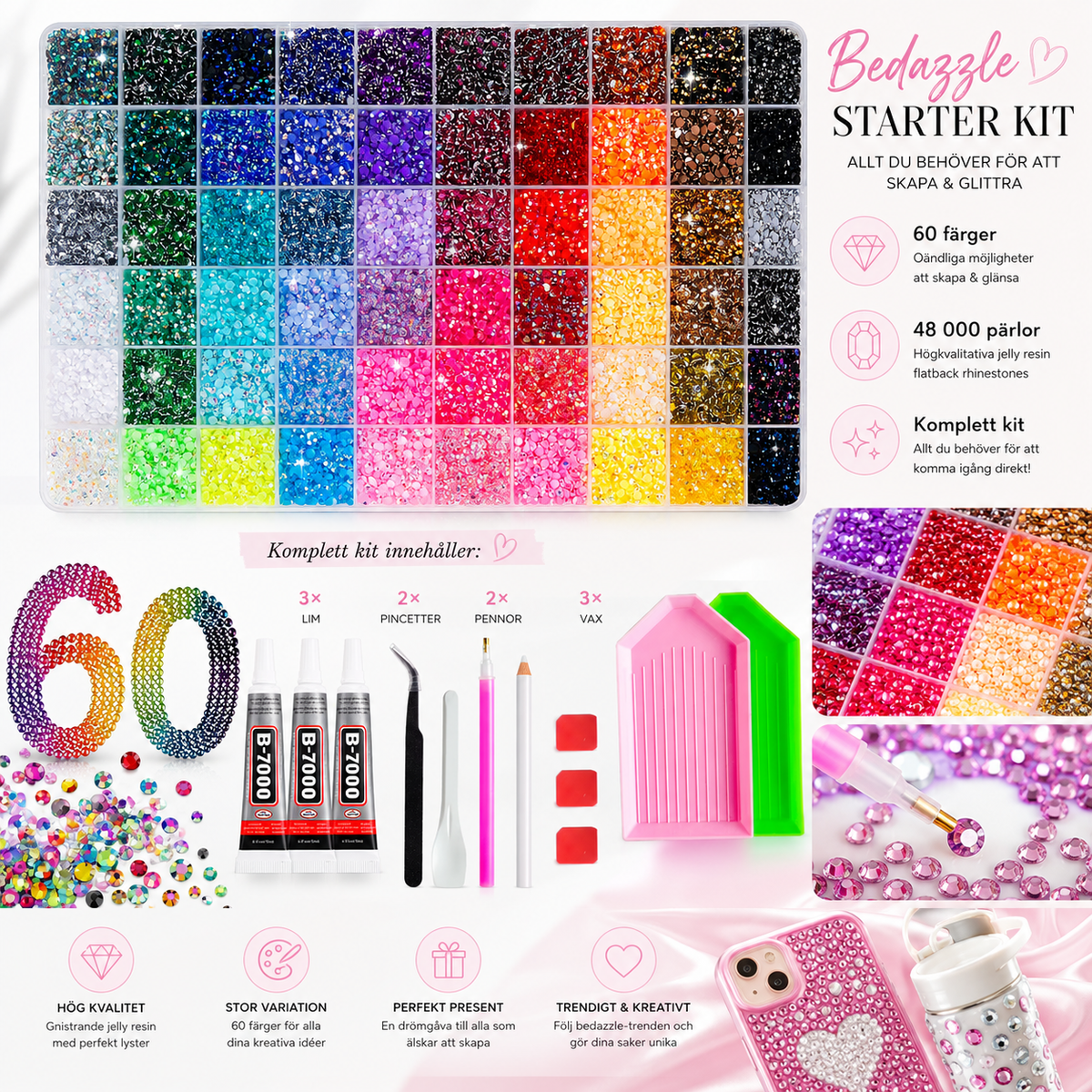 Bedazzle Kit – 48 000 rhinestones i 60 färger