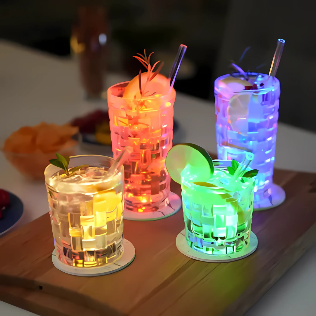 LED-underlägg för glas | Färgglad belysning