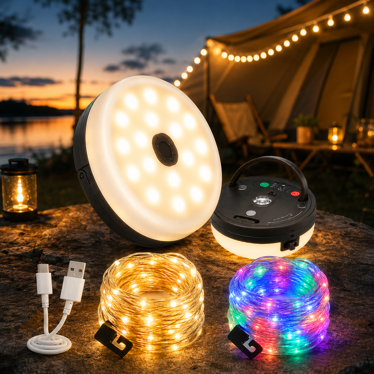 CampGlow PRO – 4-i-1 uppladdningsbar campinglampa