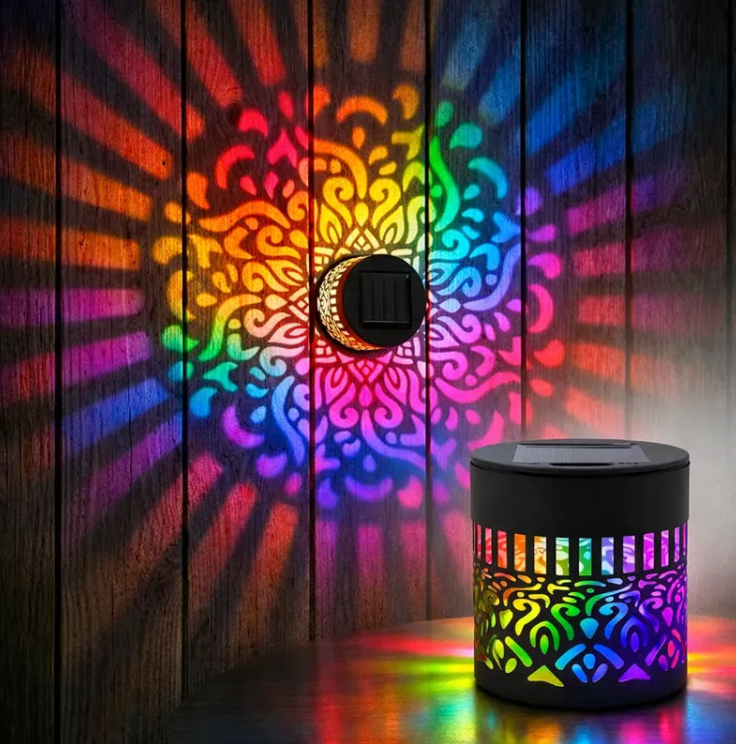 ProjectAura™ | Solcellsdriven Mandala Projektionsvägglampa