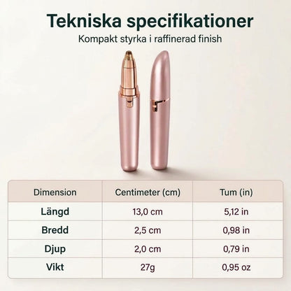 Elektrisk ögonbrynsepilator i pennformat – Inbyggd LED-lampa och USB-laddningsbar