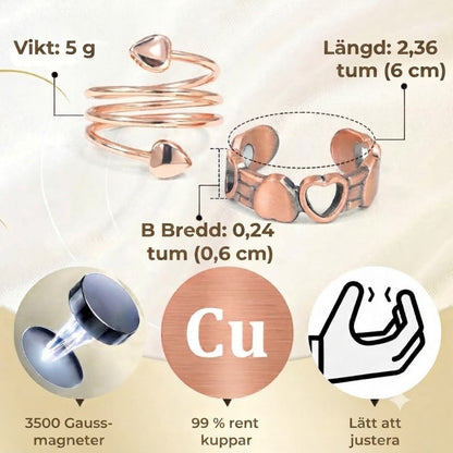 Wellness-ring i koppar – magnetisk och justerbar