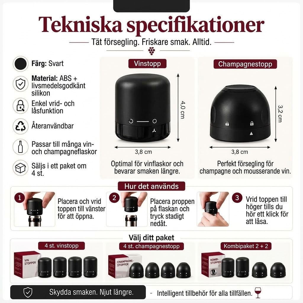 Flaskpropp för vin och champagne