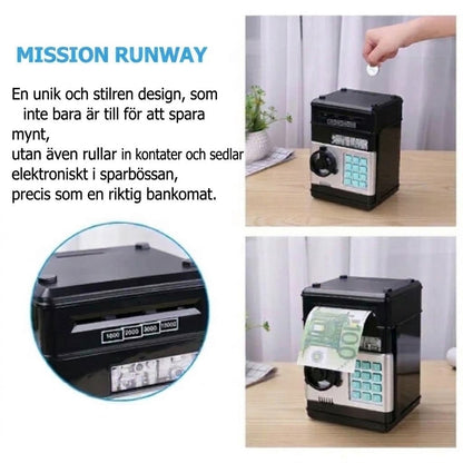 🔥 Mini ATM sparbössa – Insättning/uttag & elektronisk PIN-kod ✨