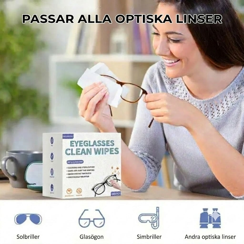 Glasögonputsdukar mot imma och smuts (100-pack)