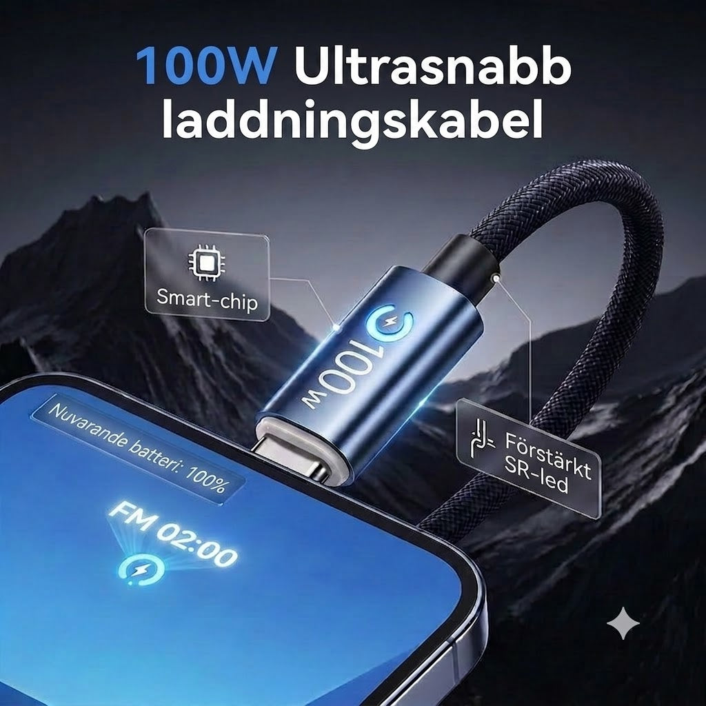 Snabbladdningskabel Typ-C till Typ-C (ou Type-C till Type-C)