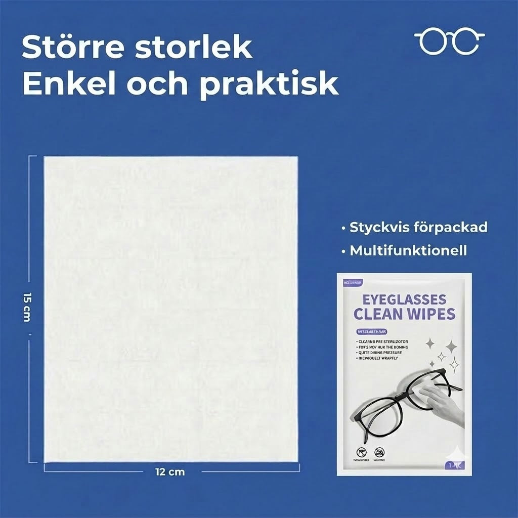Glasögonputsdukar mot imma och smuts (100-pack)