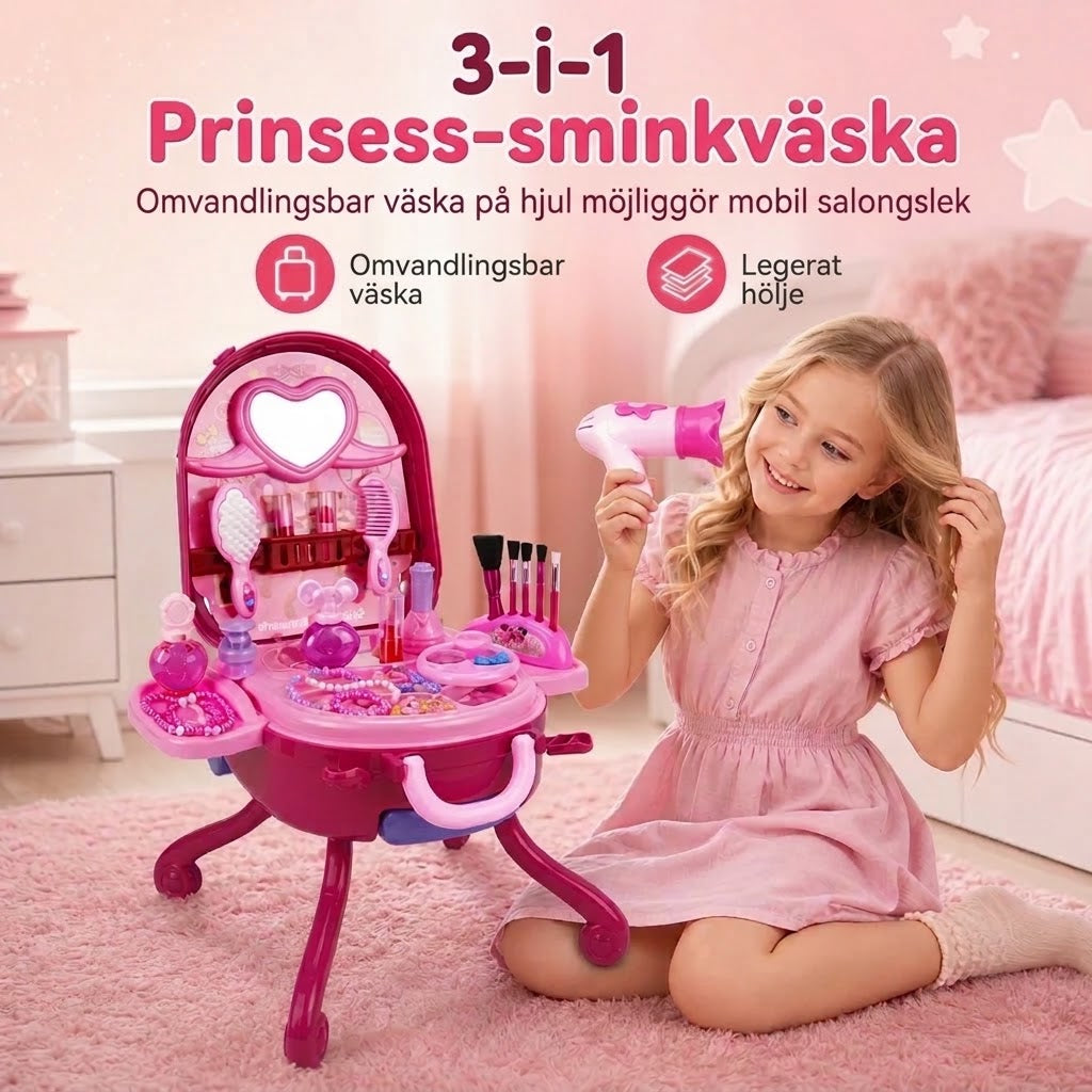 Sminkväska för barn (låtsasleksak): bärbart rollspelsset för flickor