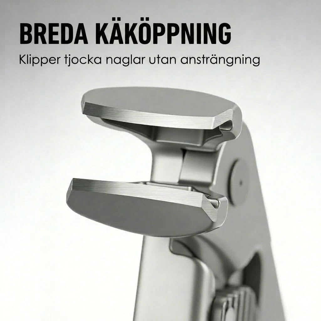 ✂️ Stänksäker nagelklippare i rostfritt stål – bred öppning och säker förvaring!