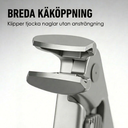 ✂️ Stänksäker nagelklippare i rostfritt stål – bred öppning och säker förvaring!